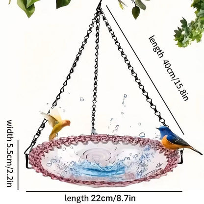 Balcony Bird Feeder Hanging Rail Mount Outdoor Suspended Feeding Station Garden - Pink