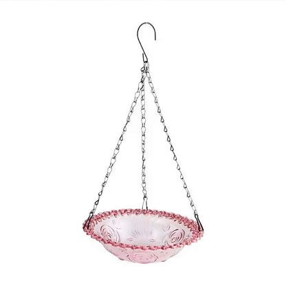 Balcony Bird Feeder Hanging Rail Mount Outdoor Suspended Feeding Station Garden - Pink