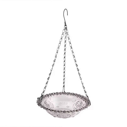 Balcony Bird Feeder Hanging Rail Mount Outdoor Suspended Feeding Station Garden - Pink