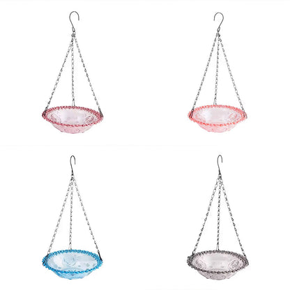 Balcony Bird Feeder Hanging Rail Mount Outdoor Suspended Feeding Station Garden - Purple