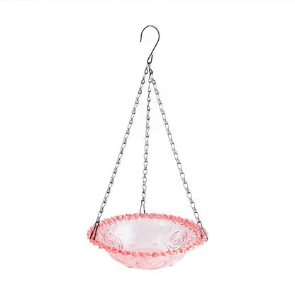 Balcony Bird Feeder Hanging Rail Mount Outdoor Suspended Feeding Station Garden - Purple