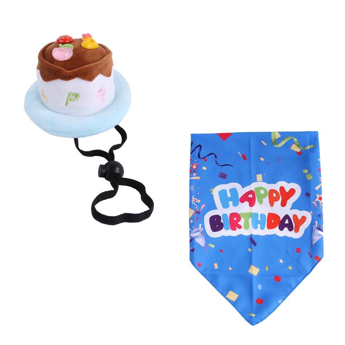 Pet Birthday Cake Hat and Triangle Towel combination Fun Party Dress Up for Pets - Pink