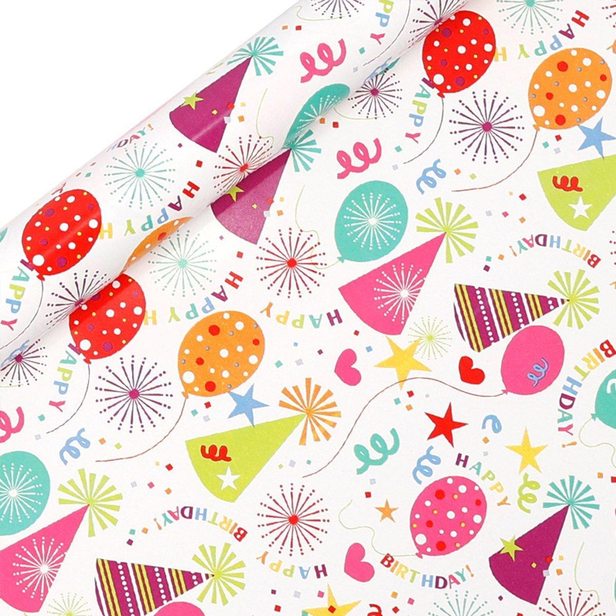 3 Pack Colorful Celebration with Premium Present Wrapping Paper - CSQQ