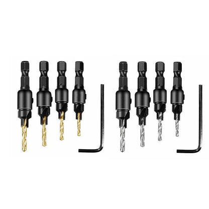 4PCS Screw Countersink Bit Set Pilot Holre Drill Metal Plastic Wood Hex Shank - Gold