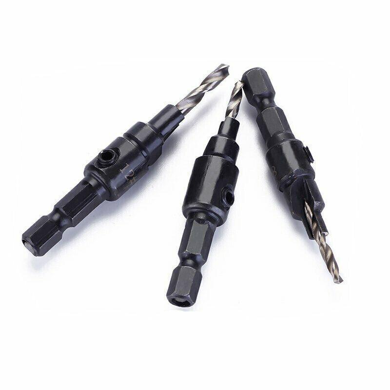 4PCS Screw Countersink Bit Set Pilot Holre Drill Metal Plastic Wood Hex Shank - Silver