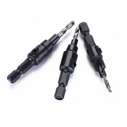 4PCS Screw Countersink Bit Set Pilot Holre Drill Metal Plastic Wood Hex Shank - Silver