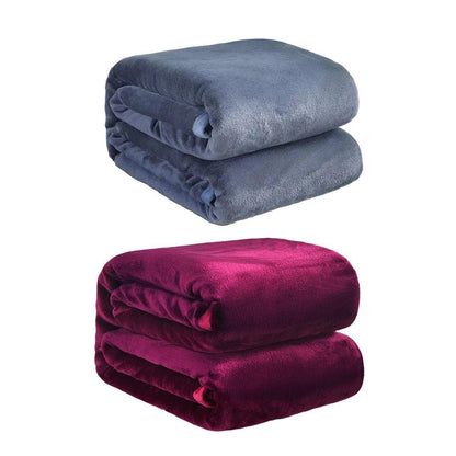 Soft Winter Flannel Blanket for Office Home Lunch Break Warm Cozy Throw Blanket - Grey Blue