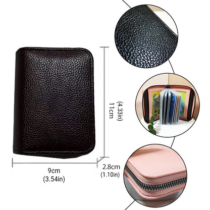 Compact Zipper Organ Card Cover Holder Wallet ID Bag Short Coin Purse Pockets - Black