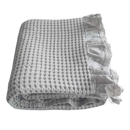Waffle Sofa Blanket Thin Lightweight Throw Soft Cover Couch Bed Living Room Use - Beige