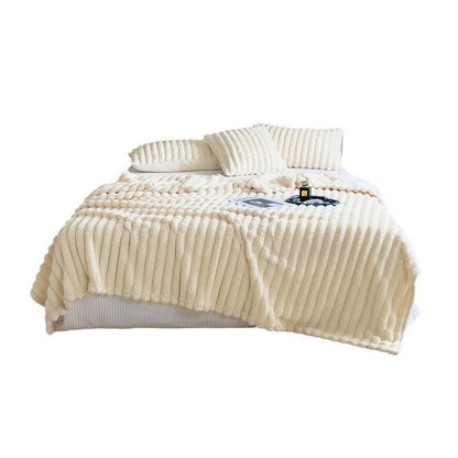 Plush Blanket Leisure Blanket Autumn Winter Warm Nap Throw Soft Cozy - Khaki-100x150cm