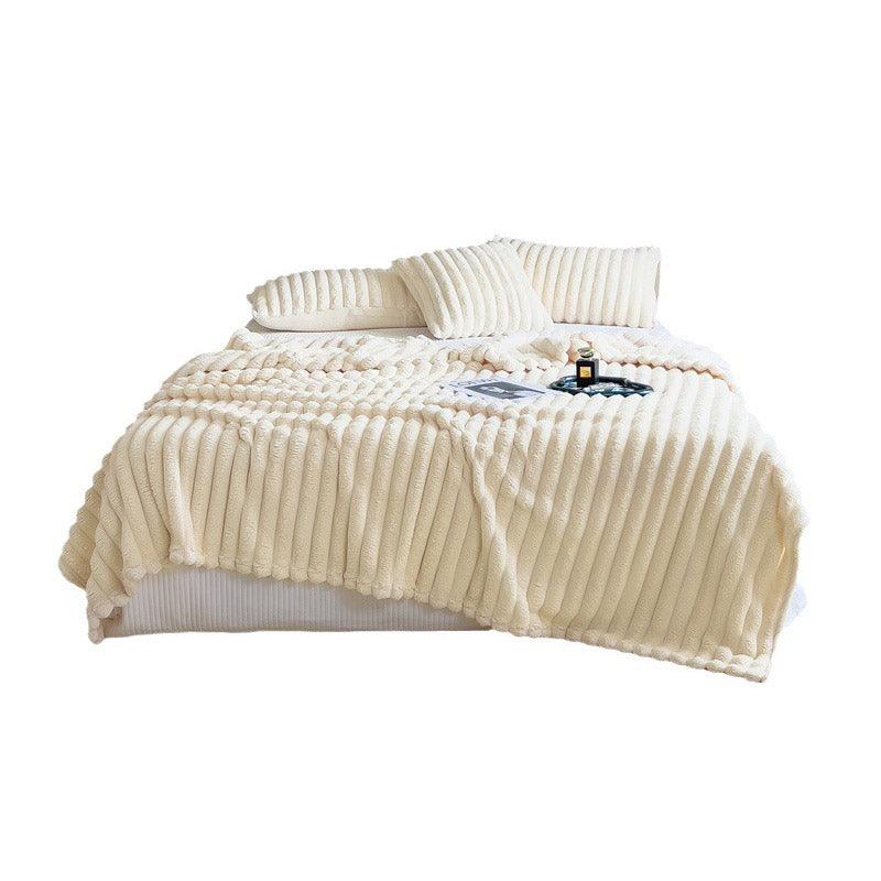 Plush Blanket Leisure Blanket Autumn Winter Warm Nap Throw Soft Cozy - White-100x150cm