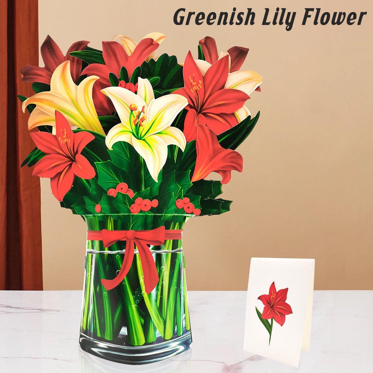 New Style 3D Pop Up Cards Paper Flower Bouquet Greeting Card for All Occasions - Blue Lily