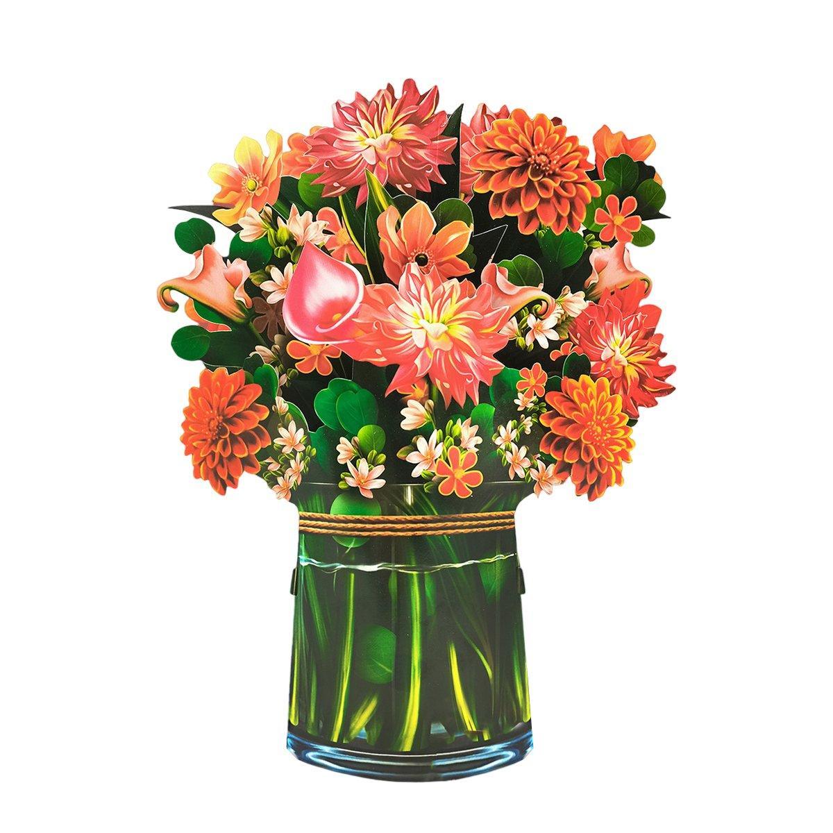 New Style 3D Pop Up Cards Paper Flower Bouquet Greeting Card for All Occasions - Blue Lily