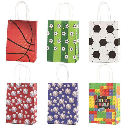 30PCS Fashion Ball Kraft Paper Gift Bag Festivals gift tote bag Party Favor Bag - Blue-Tennis-Ball-30pcs