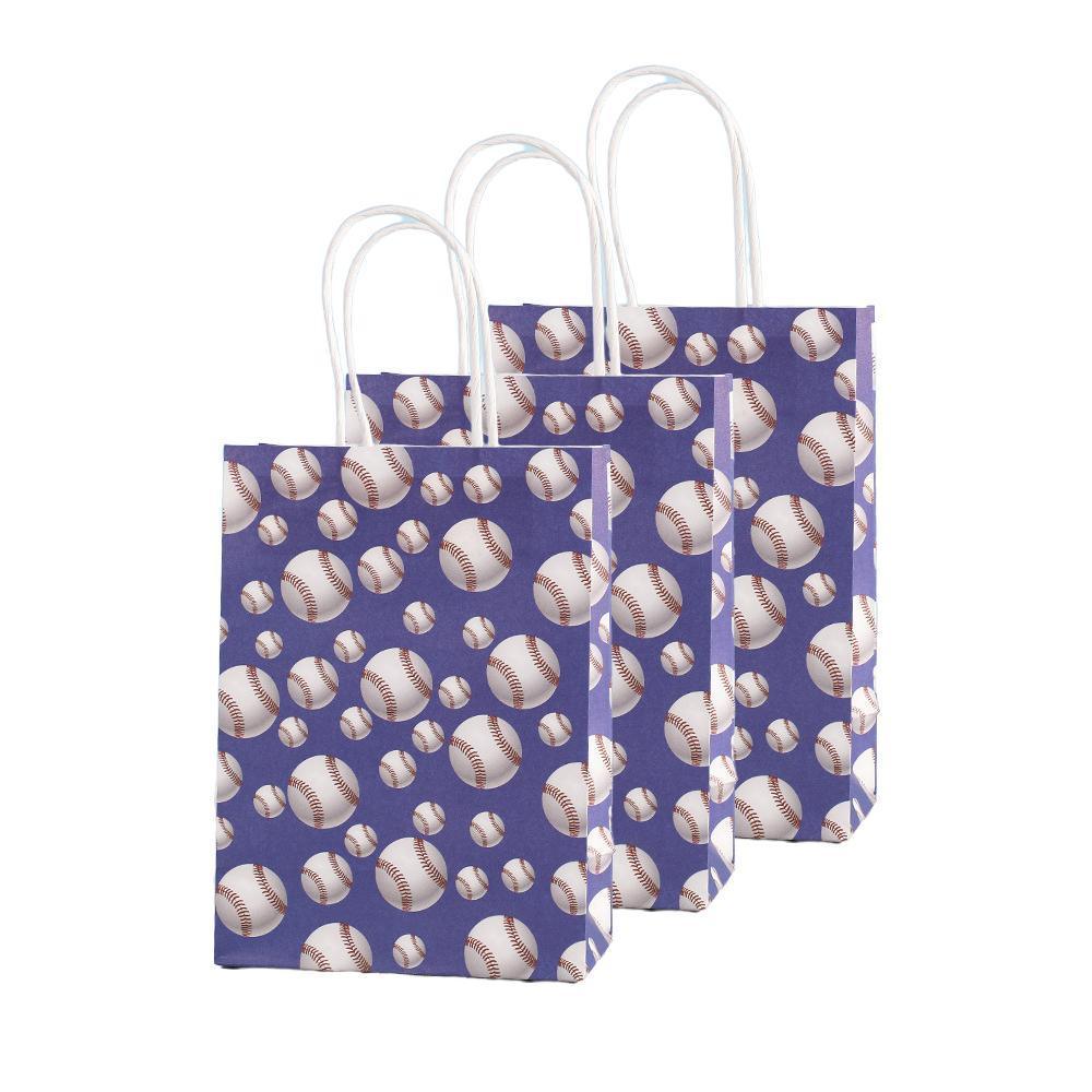 30PCS Fashion Ball Kraft Paper Gift Bag Festivals gift tote bag Party Favor Bag - Blue-Tennis-Ball-30pcs