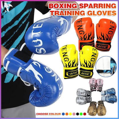 2PCS PU Boxing Training Gloves for Young Beginners Suitable for Ages 3-12 - Orange
