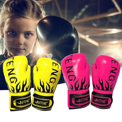 2PCS PU Boxing Training Gloves for Young Beginners Suitable for Ages 3-12 - Yellow