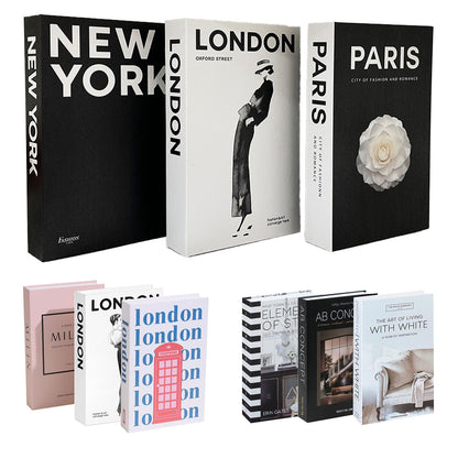 3 PCS Modern Decorative Books Set Foldable Fake Books for Display City Theme - C