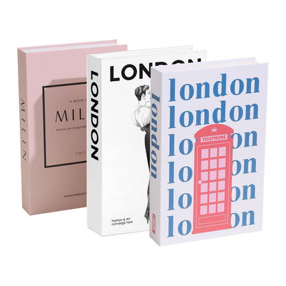 3 PCS Modern Decorative Books Set Foldable Fake Books for Display City Theme - C