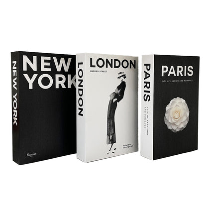 3 PCS Modern Decorative Books Set Foldable Fake Books for Display City Theme - A