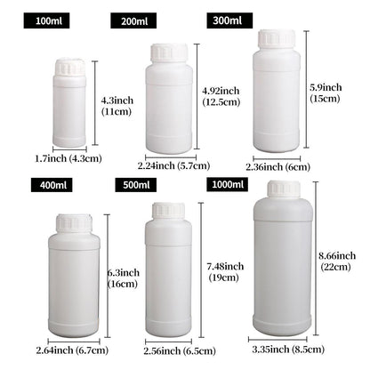 50pcs Chemical Bottle White Plastic Sample Reagent Bottles for Lab Storage - 300ml