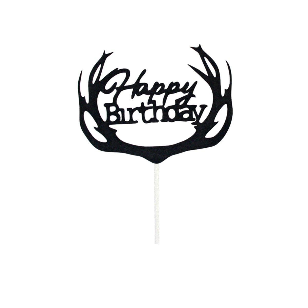 Happy Birthday Cake Topper Colour Printed Acrylic Party Decorations - Gold-Bowknot