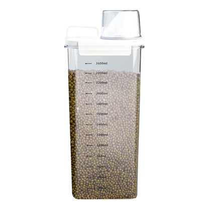 Sealed Household Grain Storage Box Transparent Rice Bucket Kitchen Storage - 1800ml