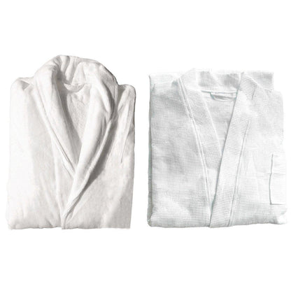 Cotton Kimono Collar Bathrobe Hotel Quality Thick Fleece Towel Embroidered Robe - Waffle