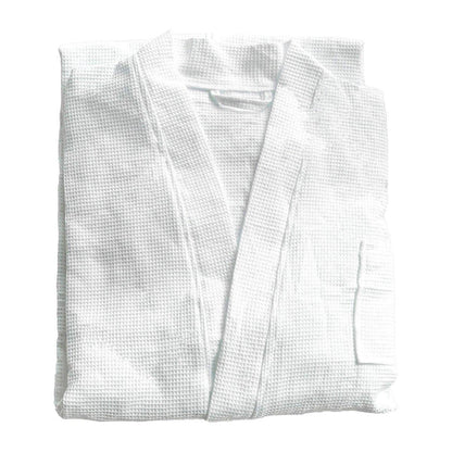 Cotton Kimono Collar Bathrobe Hotel Quality Thick Fleece Towel Embroidered Robe - Waffle