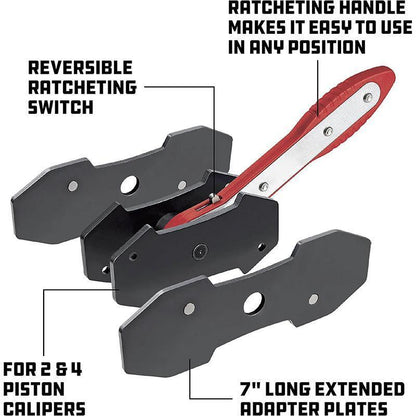Heavy Duty Ratcheting Brake Caliper Piston Spreader for Car Repair