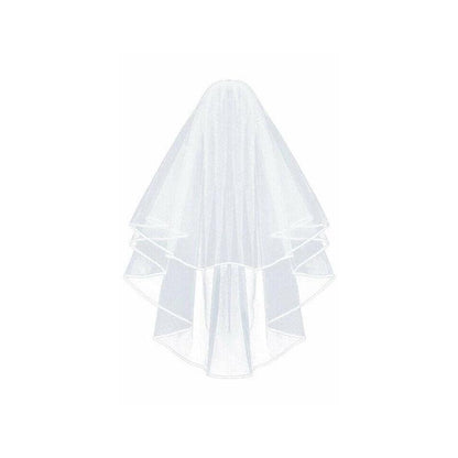 Bridal 2 Layer Wedding Veil with Comb Satin Edge Short Tulle for Women White Ivory - White
