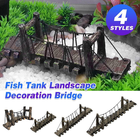 Resin Bridge Aquarium Decoration Fish Tank Accessories Shrimp Tortoise Climbing - Suspension Bridge-S