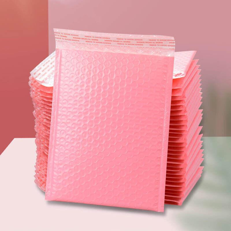 50pcs Pink Poly Bubble Mailer Padded Envelopes Shipping Bags 4 Sizes - 11*15CM-50PCS
