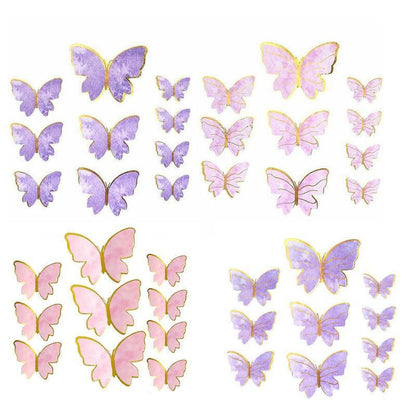 10Pcs Butterfly Paper Toppers Happy Birthday Cake & Festival Theme Decor - Pink Phnom Penh