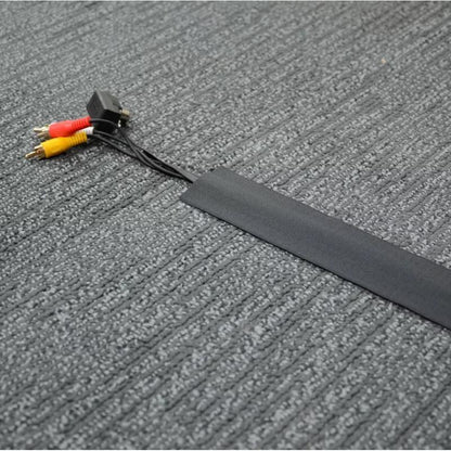 Cable Cover Nylon Sticky Wire Protector Floor Blanket Reusable Cord Tube Cover - Black-1Meter-Carpet