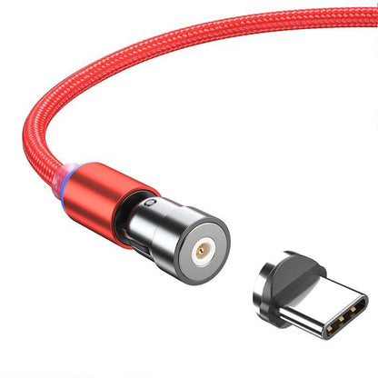 1m 2m Braided Charging Cable with Detachable Connectors for Type C Micro Lightning - Magnet Cable-Red-iPhone-1M