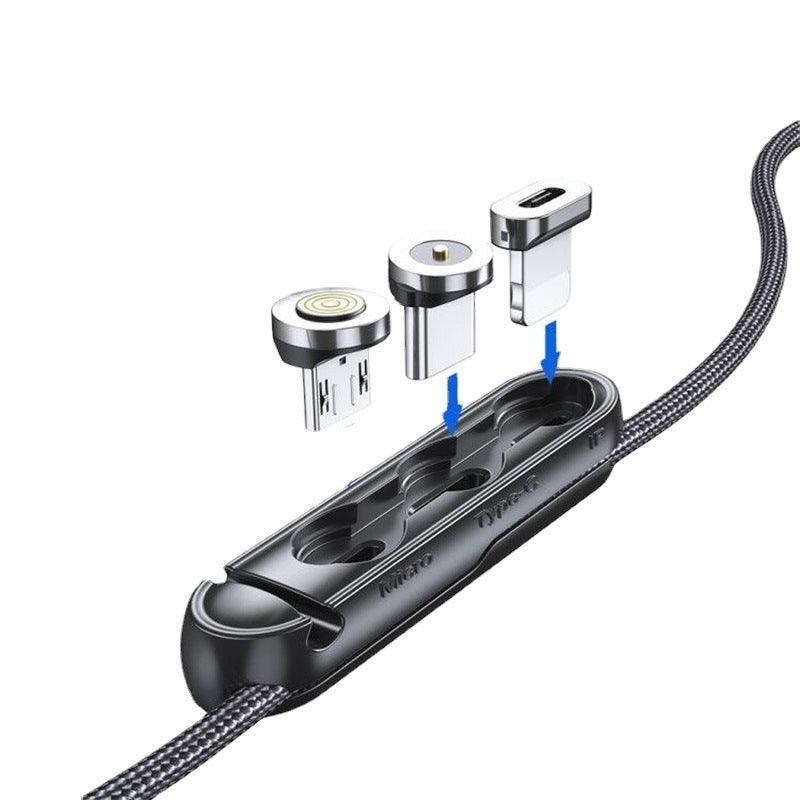 1m 2m Braided Charging Cable with Detachable Connectors for Type C Micro Lightning - Magnet Cable-Red-iPhone-1M
