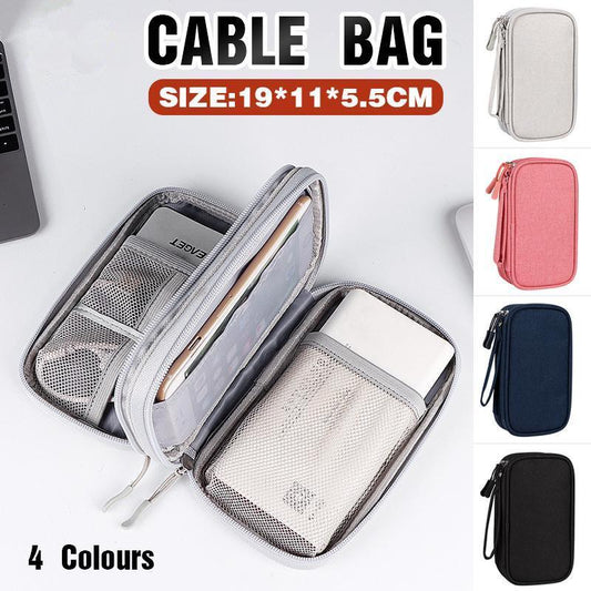 Electronic Accessories Cable Bag Organizer Travel Pouch Storage Cases Charger - Pink