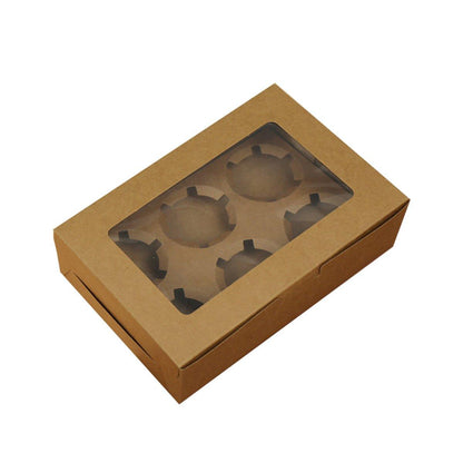 25Pcs Paper Cupcake Box with Window for Party Wedding Bakery Gift Packaging - 1 Hole