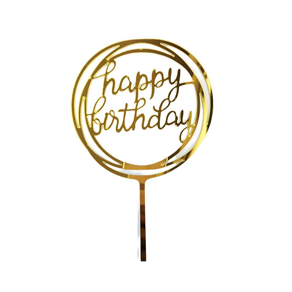 Happy Birthday Acrylic Cake Topper Cake Decoration Golden Silver Party - Colourful-Star