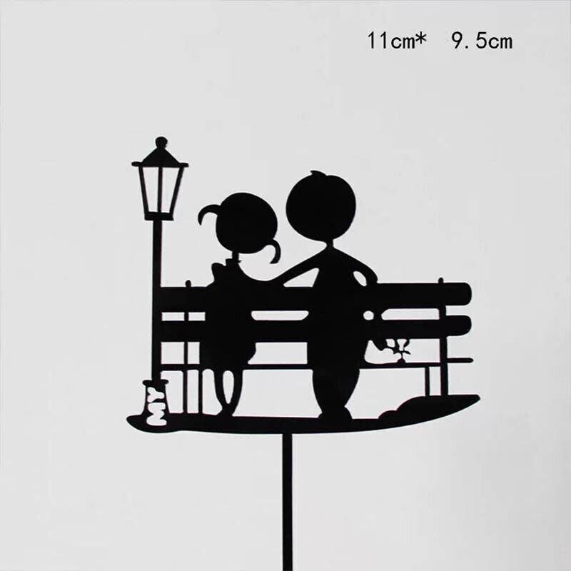 Happy Birthday Acrylic Cake Topper Cake Decoration Golden Silver Party - Red-Heart