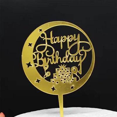 Happy Birthday Acrylic Cake Topper Cake Decoration Golden Silver Party - Red-Heart