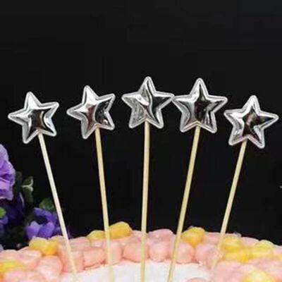 Happy Birthday Acrylic Cake Topper Cake Decoration Golden Silver Party - Red-Heart