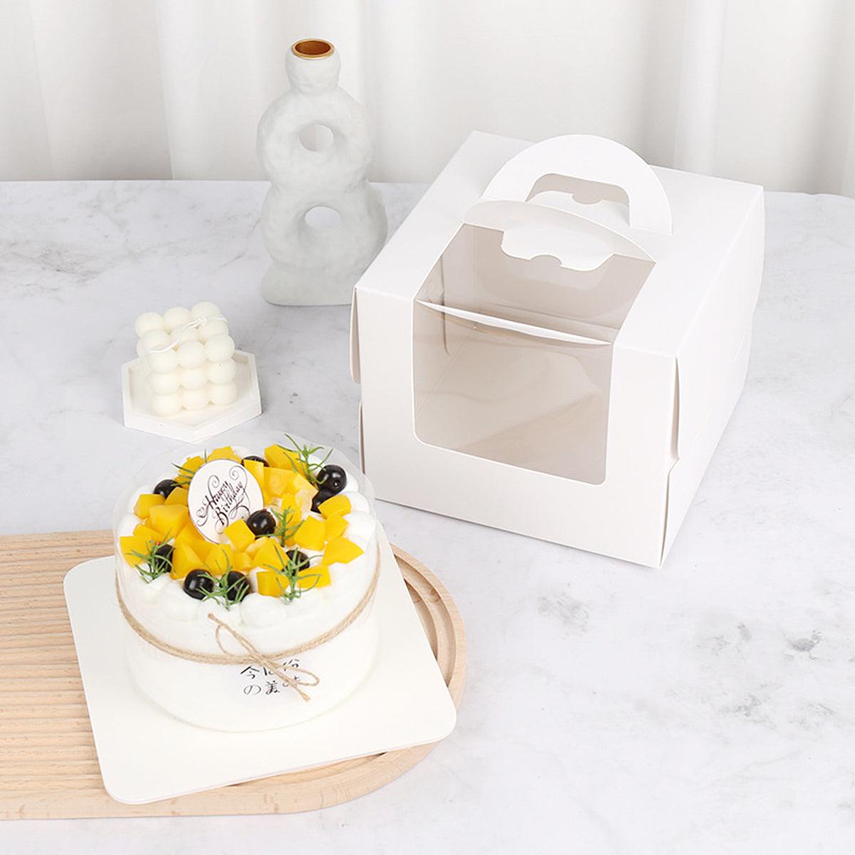 50pcs Portable Cake Boxes with Open Window for Birthday Party Cake Packaging - 4inch