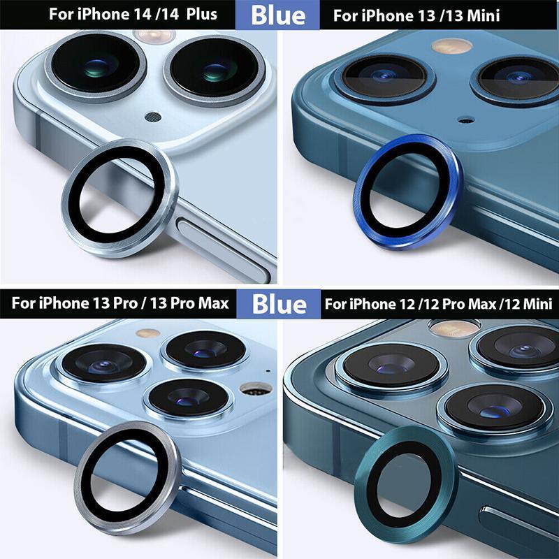 For iPhone 14/14 Plus Metal Camera Lens Glass Screen Protector - Black