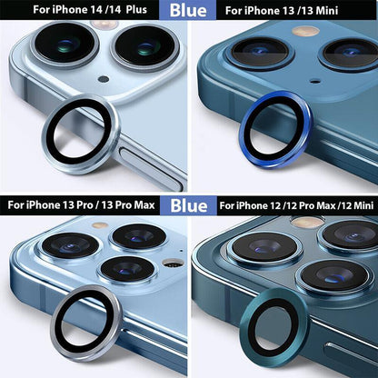 For iPhone 14/14 Plus Metal Camera Lens Glass Screen Protector - Grey