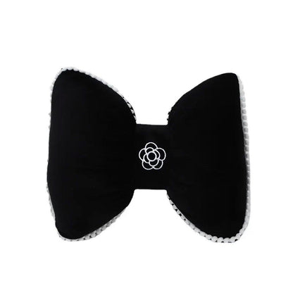 Black Bowknot Neck Pillow Plush Bow Tie Soft Plush Car Headrest Waist Support - Headrest