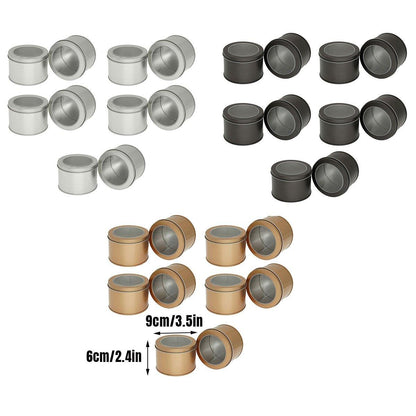 10pcs Open Window Cake Tin Box Bakery Biscuit Packaging Storage Tin Box Set - Sliver