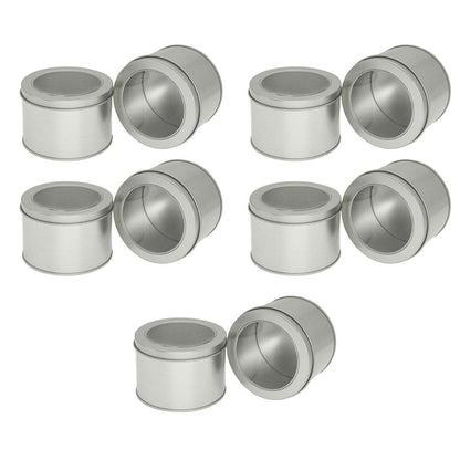 10pcs Open Window Cake Tin Box Bakery Biscuit Packaging Storage Tin Box Set - Sliver