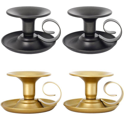 2pcs European Iron Candle Holders for Candlelight Dinner Decorative Lighting - Gold
